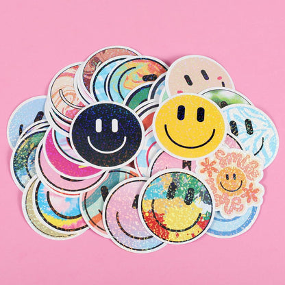 50PCS Smiling Stickers, Cute Water Bottle Stickers for Kids, for Teaching Rewards, Notebooks, Stationery, Luggage, Cartoon PVC Happy Stickers