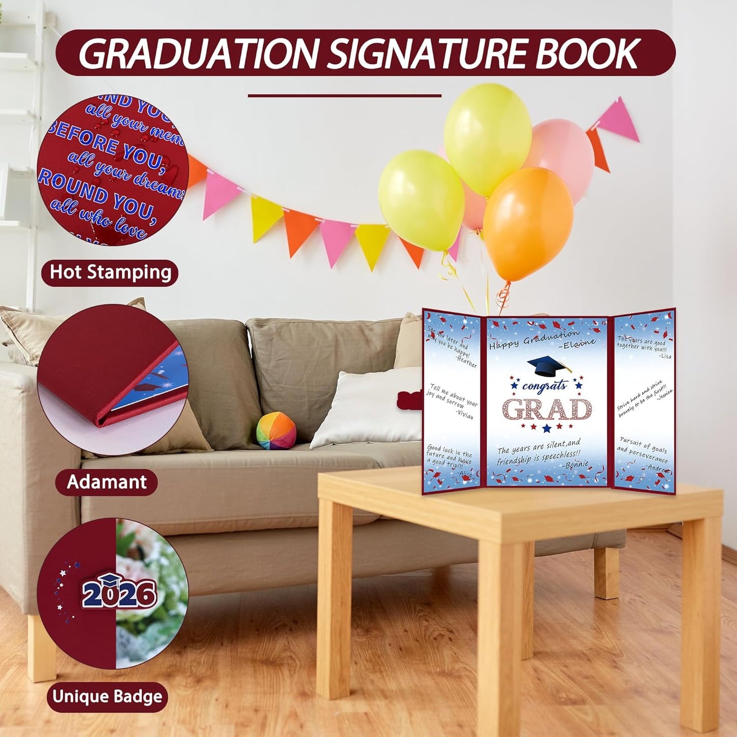 Vlipoeasn 2026 Graduation Guest Book Alternative, Black Gold Class of 2026 Graduation Party Decorations, Graduation Signature Book for 2026 College High School, Unique Graduation Gifts for Friends
