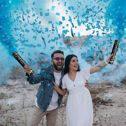 Gender Reveal Confetti Powder Cannon - Biodegradable Blue & Pink Poppers for Baby Shower Party Decorations - He or She What Will it Bee - 2 Pink Sticks