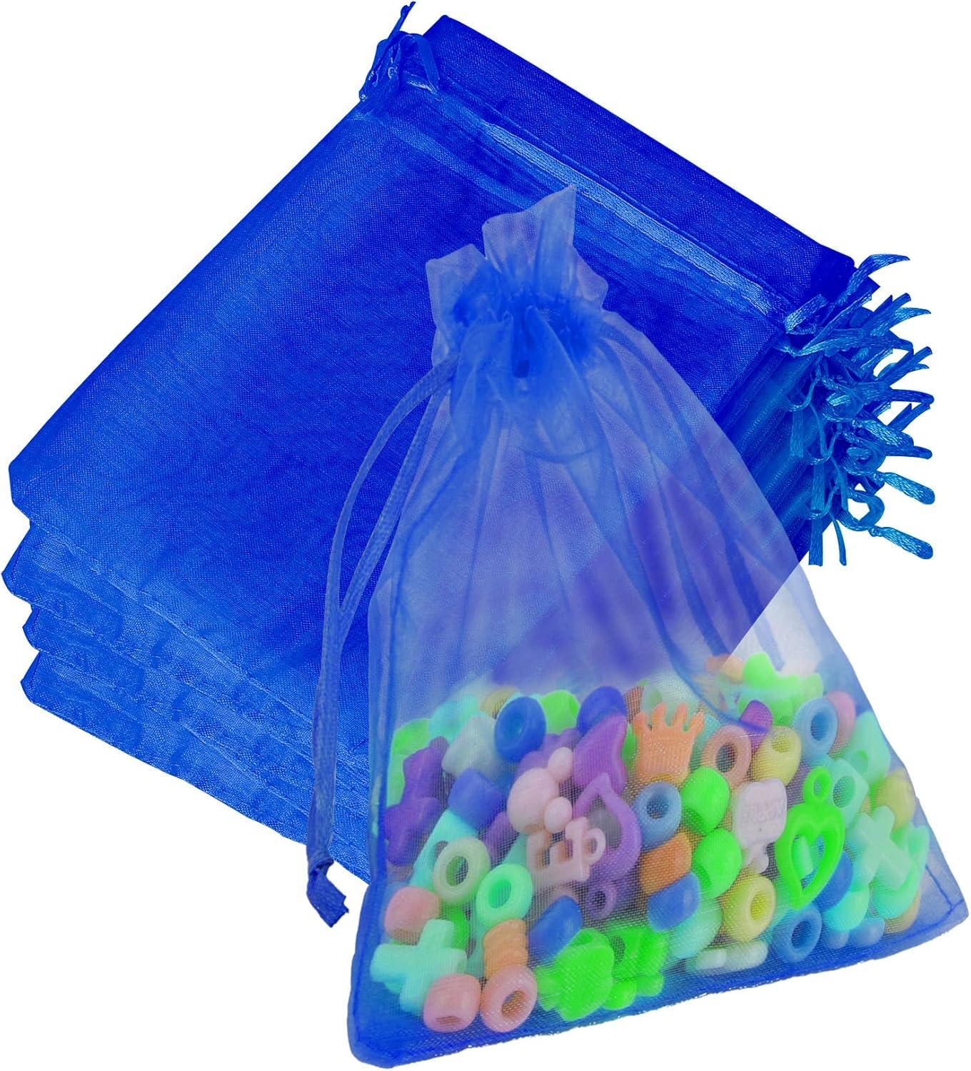 Organza Bags, Organza Bags 5 x 7 Inch, 50 Pcs White Sheer Party Favor Mesh Bag with Drawstring, Small Jewelry Gift Candy Bag for Wedding Christmas Birthday Halloween Graduation Party Favors Supplies
