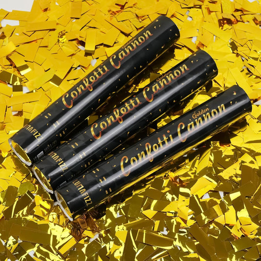 [6 Pack] 12 Inch Confetti Cannon Party Poppers Gold，LUMAFIZZ Confetti Shooters Blaster for Birthday Graduation Wedding Christmas New Year’s Eve and Any Celebrations