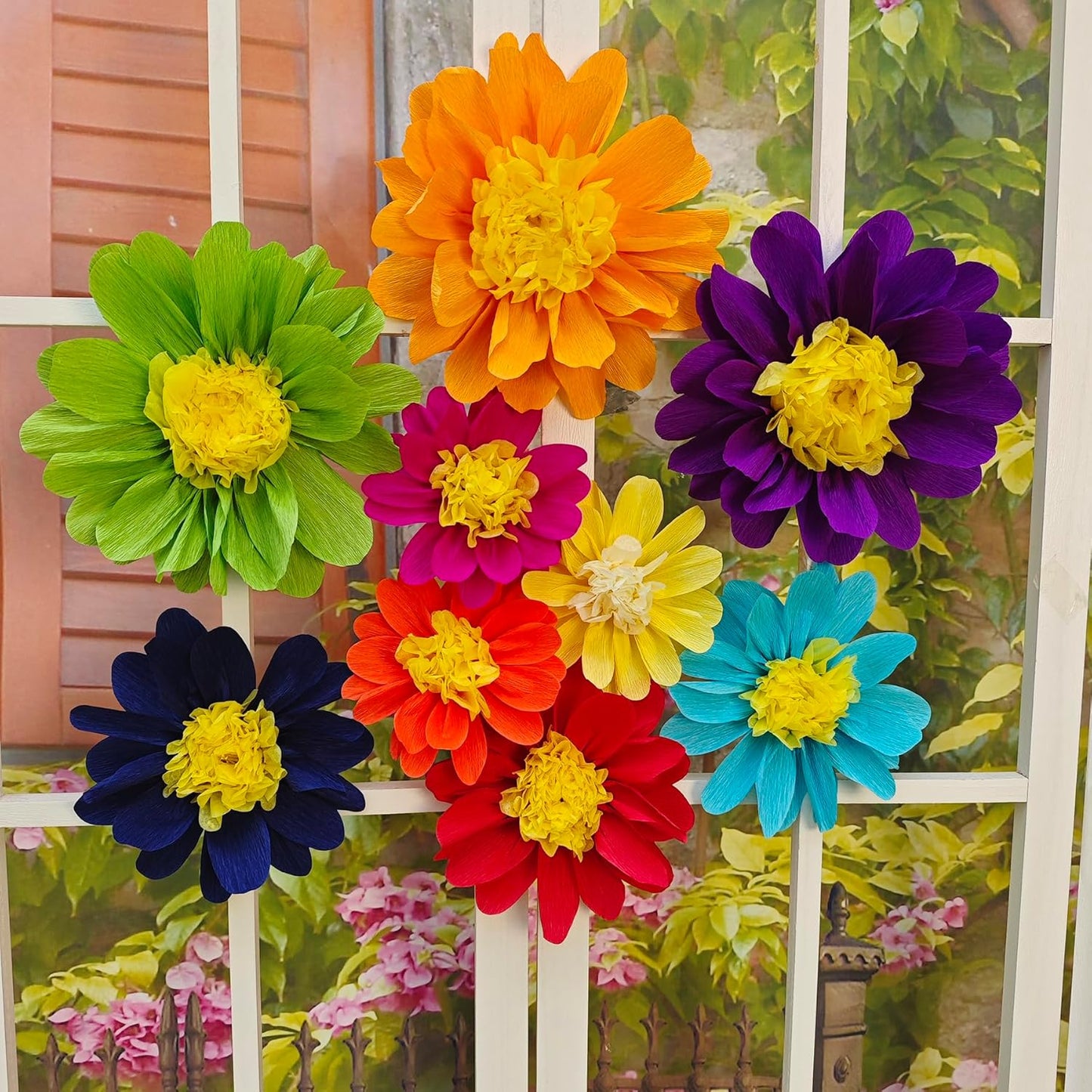 Crepe Paper Flower for Wall Decor Girls Birthday Party Backdrop Baby Shower Nursery Room Decoration Pack of 9 (Pastel)