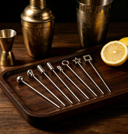 Homestia Stainless Steel Cocktail Picks, 4.7 Inch Reusable Martini Olive Picks, Metal Garnish Skewers for Drinks, Appetizers, Bloody Mary - Set of 6 Metal Cocktail Picks for Party Bar