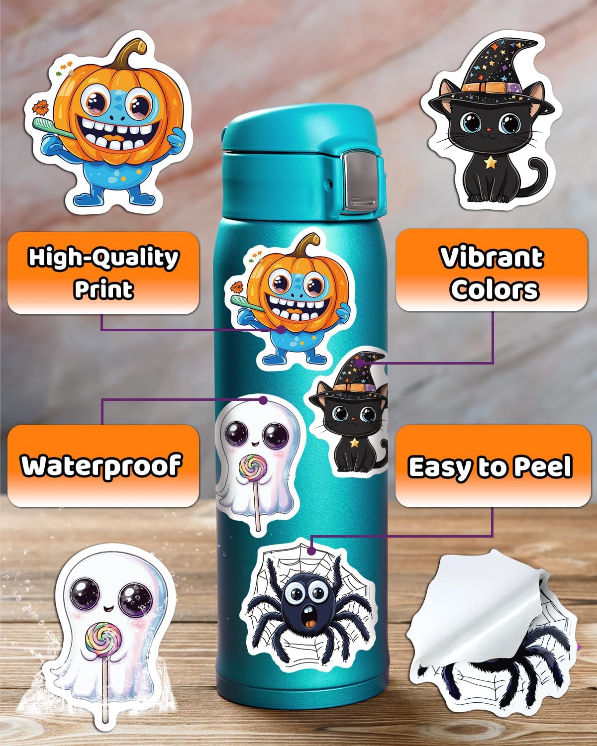 JCFIRE 200PCS Stickers for Kids, Waterproof Cute Mixed Animal Food Vinyl Scrapbook Stickers for Water Bottle, Book, Laptop, Goodie Bags Stuffers Kids Party Favors, Classroom Supplies Must Haves