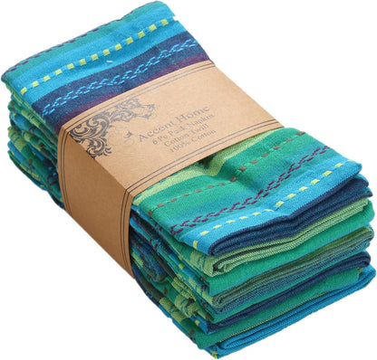 ACCENTHOME Natural Cotton Linen Napkin Set of 12 18x18 inch Dinner Napkins - Washable Soft Premium Hotel Quality Reusable Hemmed Edges Napkins Perfect Table Linens for Family Dinners, Weddings