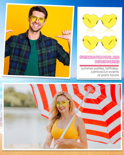 Frienda 8 Pairs Heart Shaped Sunglasses for Women Rimless Heart Glasses Candy Color Sunglasses for Party Favor