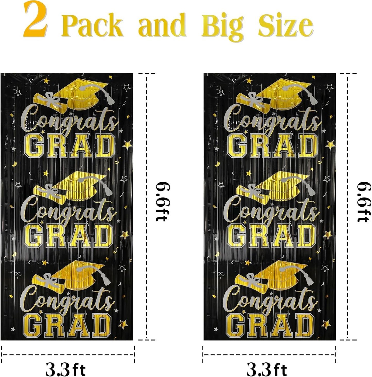 Gradution Party Suppiles Backdrop Decoration 2026, Claas of 2026 Streamer Tinsel Foil Fringe Curtains, Photo Booth Prop Backdrop, Black Grad Photo Backgrounds