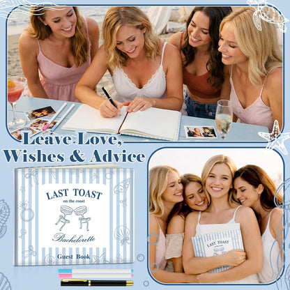 Patelai Bachelorette Party Guest Book with Pen, 8.7 x 7.1 Inches for Bridal Shower Scrapbook Photo Album Signature Memory Keepsake Book Bachelorette Wedding Party Favors, 56 Sheets