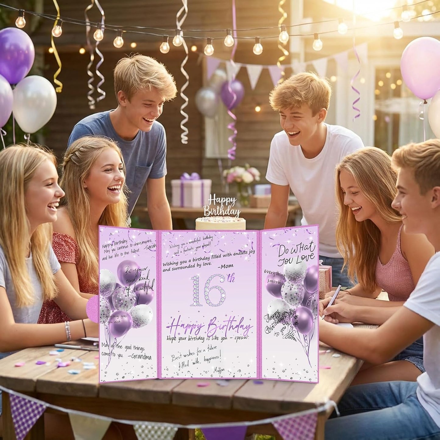 Blue and Silver 16th Birthday Party Decoration Guest Book 16th Happy Birthday Guest Sign in Book Perfect Signature Cardboard Party Supplies Great Birthday Gift for Boys