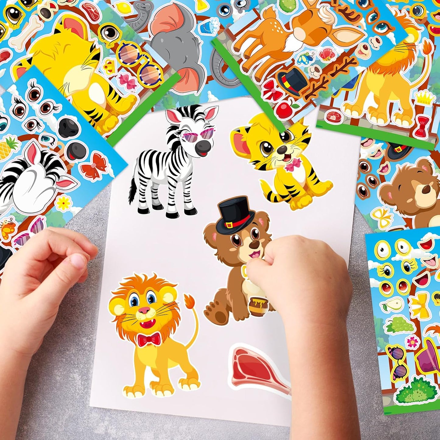24 Sheets Cupcake Make a Face Sticker Sheets for Kids Todders Activities, Make Your Own Stickers for Kids Birthday Party Favor Supplies Craft