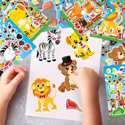 24 Sheets Cupcake Make a Face Sticker Sheets for Kids Todders Activities, Make Your Own Stickers for Kids Birthday Party Favor Supplies Craft