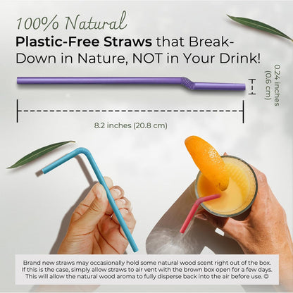 EcoPreps Biodegradable Sugarcane Straws | 150 Count, 100% Compostable, Plastic-Free, & Eco-Friendly Drinking Straw | 7.8'' Sugar Fiber Disposable Straws, Smoothie Straw for Home, Restaurant, Parties