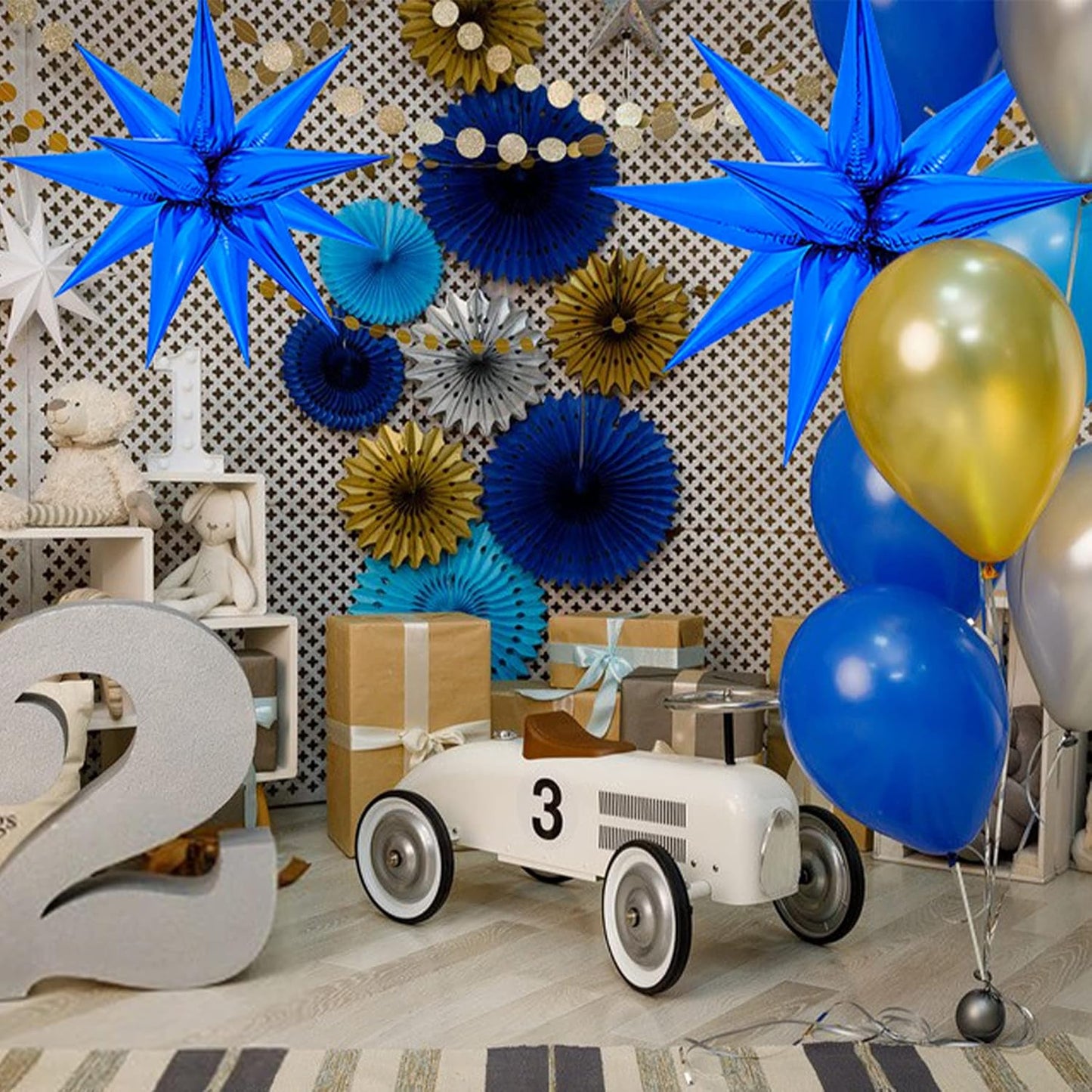 ZAKVOOR 60 Pcs Star Balloons 12 Spike Foil Explosion Party Decoration Balloons for Christmas New Year Eve Birthday (Silver)
