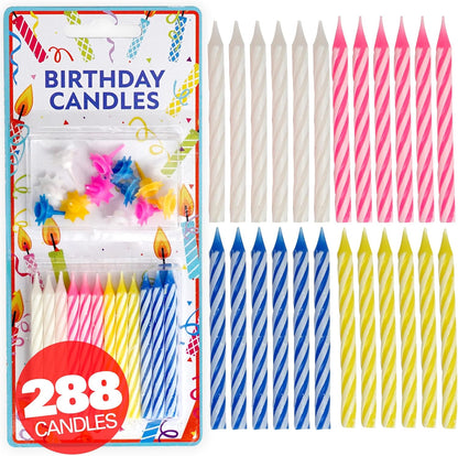72-Count Birthday Candles Multicolored Spiral, Birthday Candles for Cake, Cupcake Candles, Party Celebration