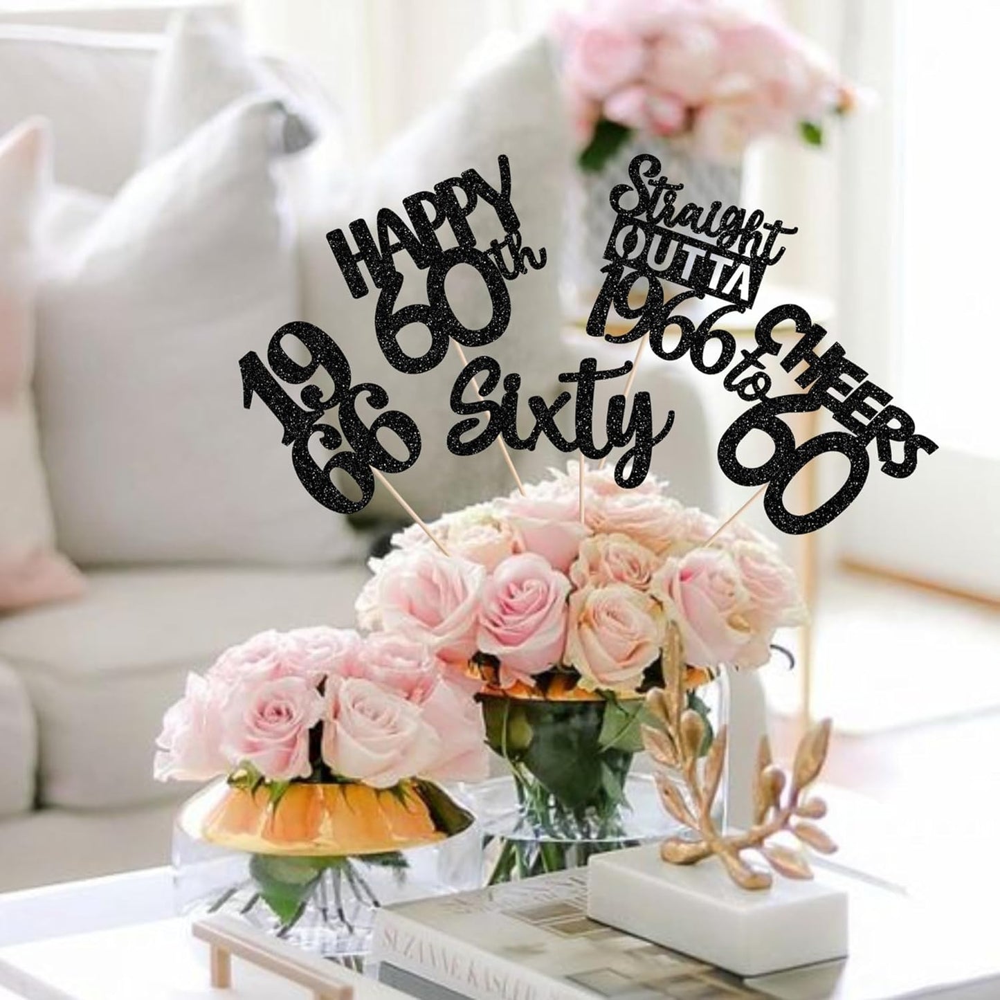 15 PCS 50th Birthday Centerpiece Sticks Fifty Happy 50th Straight Outta 1976 Table Flower Centerpieces Sticks Cheers to 50 Floral Decorations for 50th Birthday Party Centerpieces Supplies Black