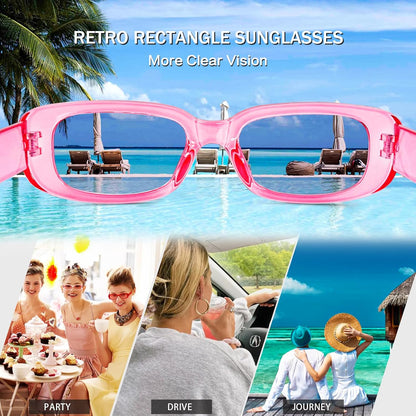 SUNOVELTIES 10 Pack Rectangle Sunglasses for Women Retro Narrow Square Glasses 90s Aesthetic Vintage Eyewear Uniex Adult