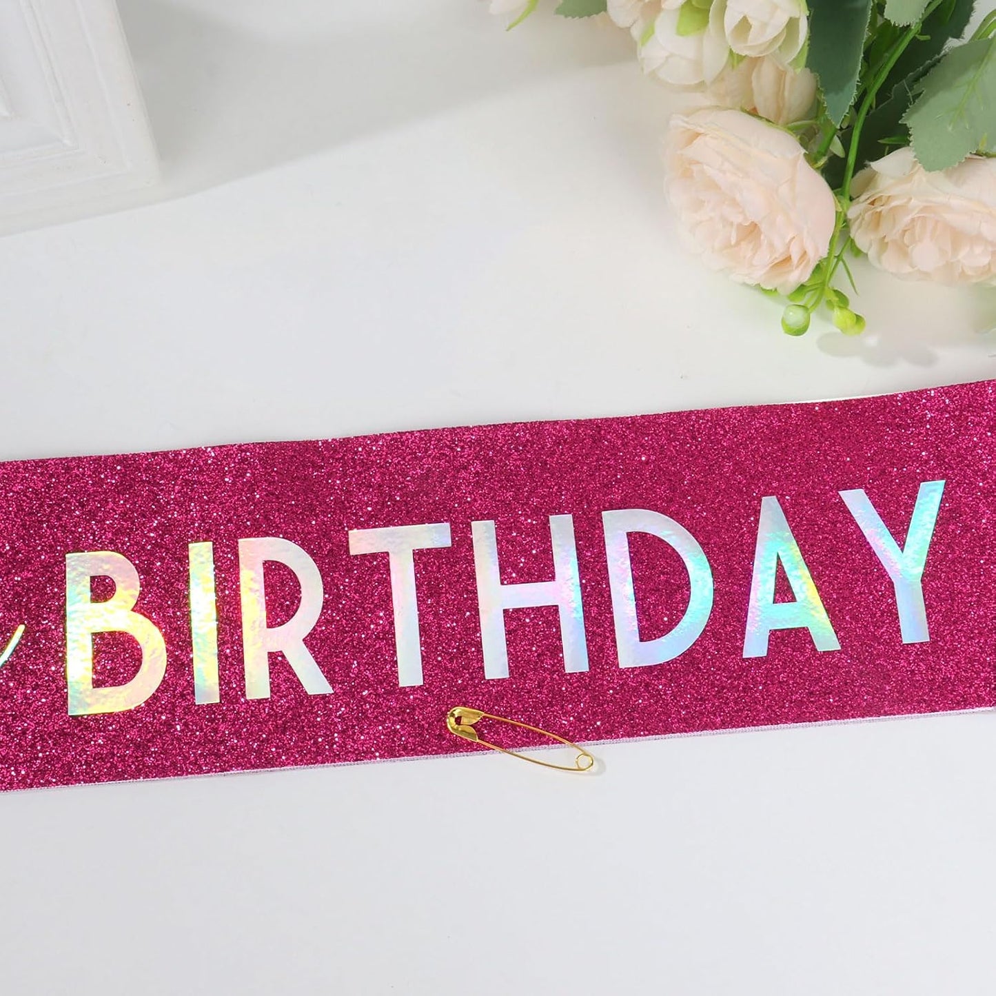 It's My Birthday Sash Black Glitter Sash with Hot Pink Foil Happy Birthday Decorations for Women Girls Men Boys Black Party Decorations