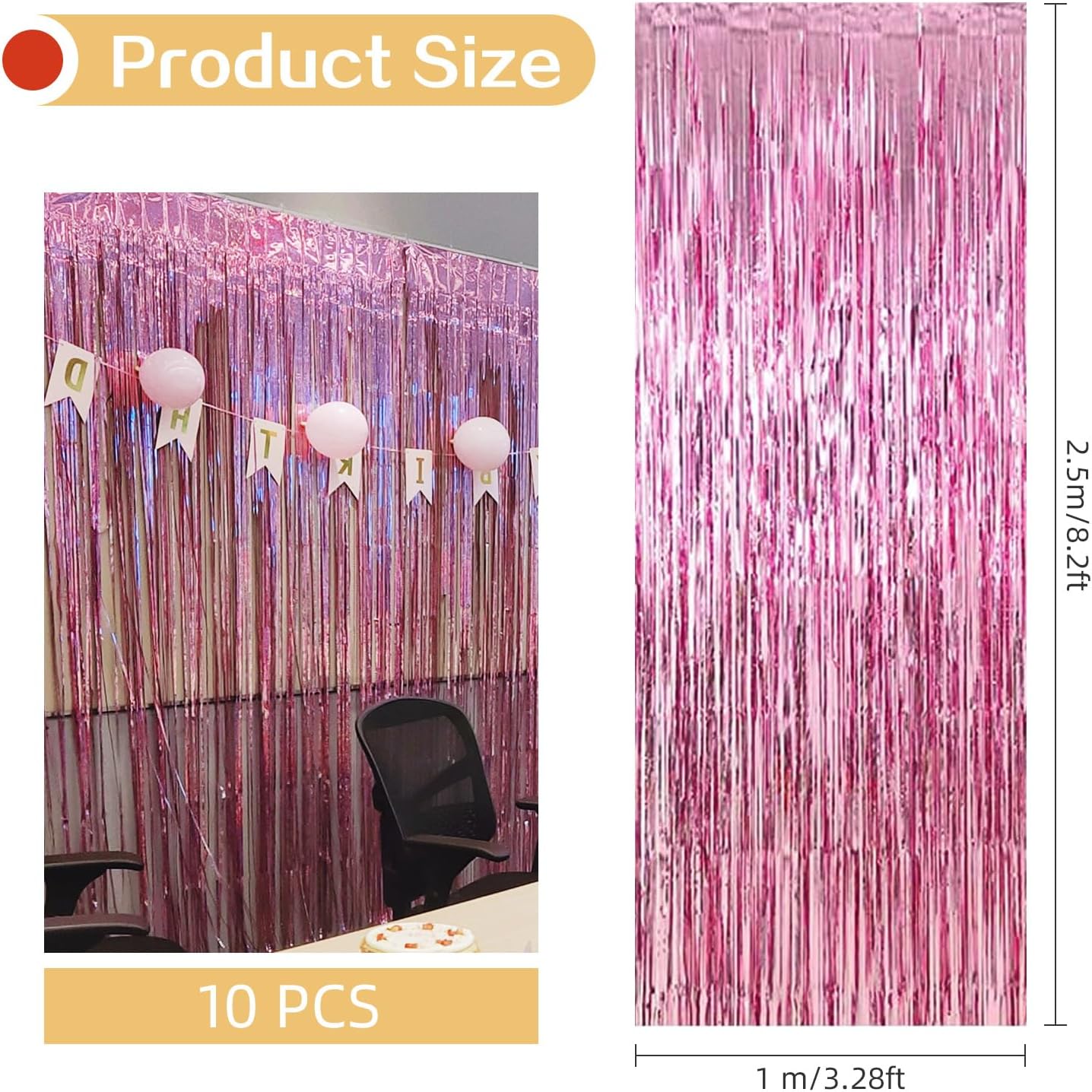 10 Pack Silver Backdrop Curtain 3.2ft x 8.2ft Metallic Tinsel Foil Fringe Curtains Photo Booth Background for Birthday Party Decoration Baby Shower Engagement Wedding Christmas Decoration (Silver)