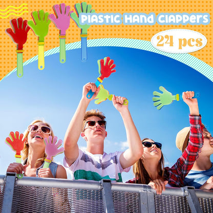 Meooeck 24 Pcs Hand Clappers 11 Inch Large Hand Clappers Noisemakers Bulk Cheer Noise Makers Finger Noise Makers for Sporting Events Fiesta Birthday Rewards Basketball Football Game Party Favors