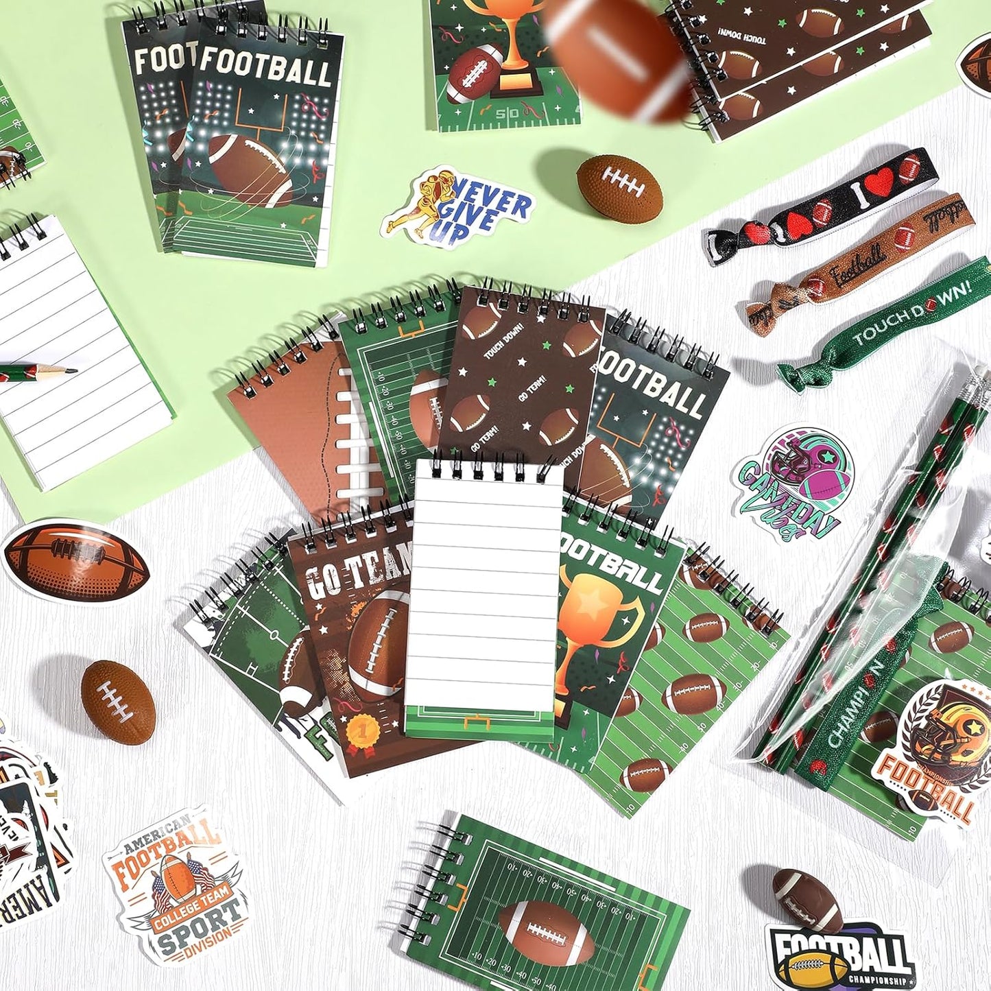 Maxdot 24 Pcs Football Mini Notepads Sports Party Favors for Gifts Spiral Mini Journal Notebooks Goodie Bag Stuffers for Teacher Reward Birthday Party Supplies