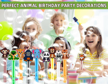 24PCS Animal Bubble Wands for Wild One Birthday Baby Shower Decorations Safari Jungle Theme Party Favors Supplies, Pinata Goodie Bags Filler, Classroom Prizes, Valentines Gifts, Easter Stuffers