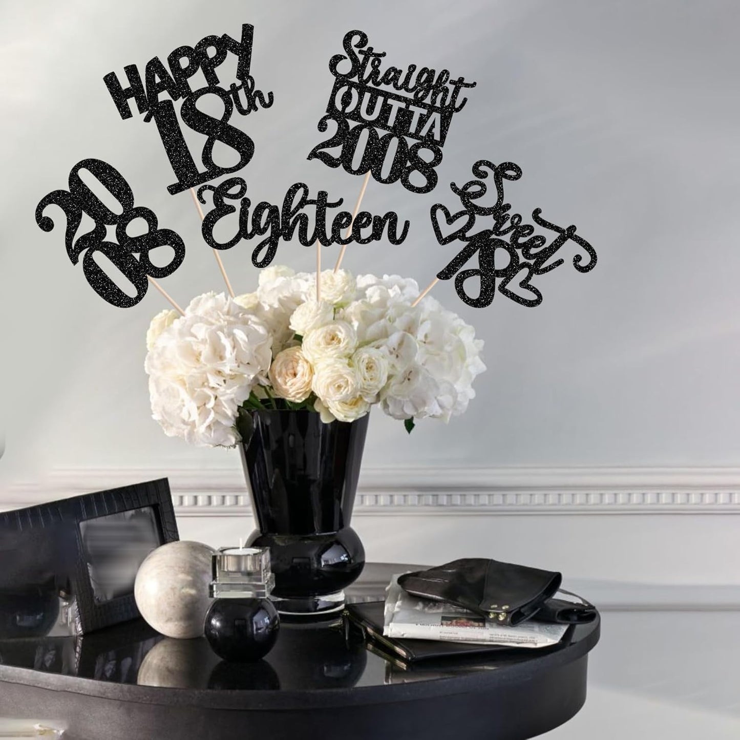 15 PCS 50th Birthday Centerpiece Sticks Fifty Happy 50th Straight Outta 1976 Table Flower Centerpieces Sticks Cheers to 50 Floral Decorations for 50th Birthday Party Centerpieces Supplies Black