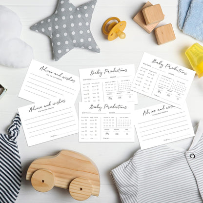 Baby Predictions and Advice Cards, 5" x 7" Pink Baby Shower Predictions Cards, Daily Party Games & Activities Favors for Newparents - G08