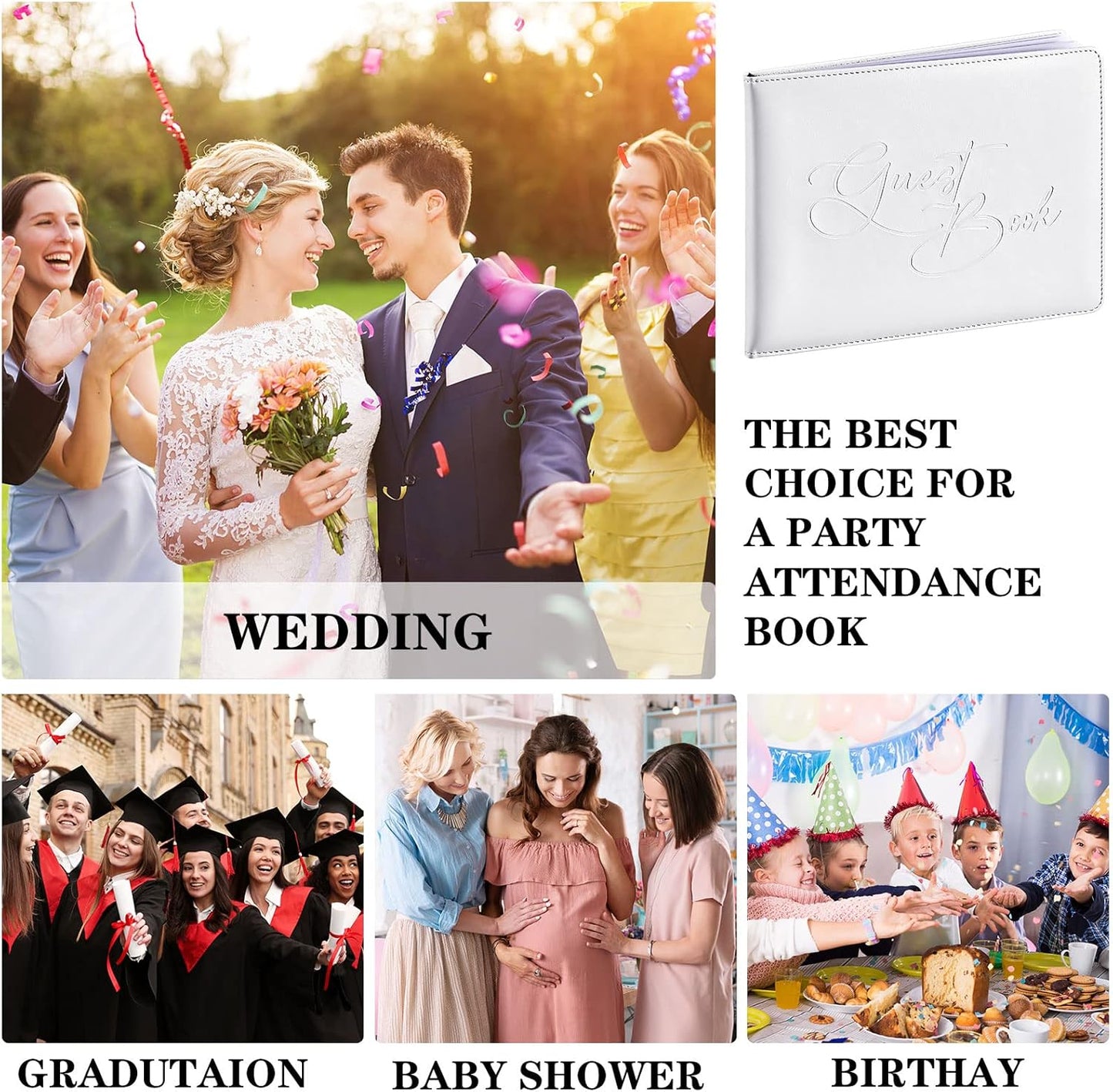 Panelee Wedding Guest Book with Pen Set Elegant Guest Sign in Books Bridal Shower Guestbook Beautiful Guest Book Wedding Reception Guestbook for Wedding (Flower, Blue)
