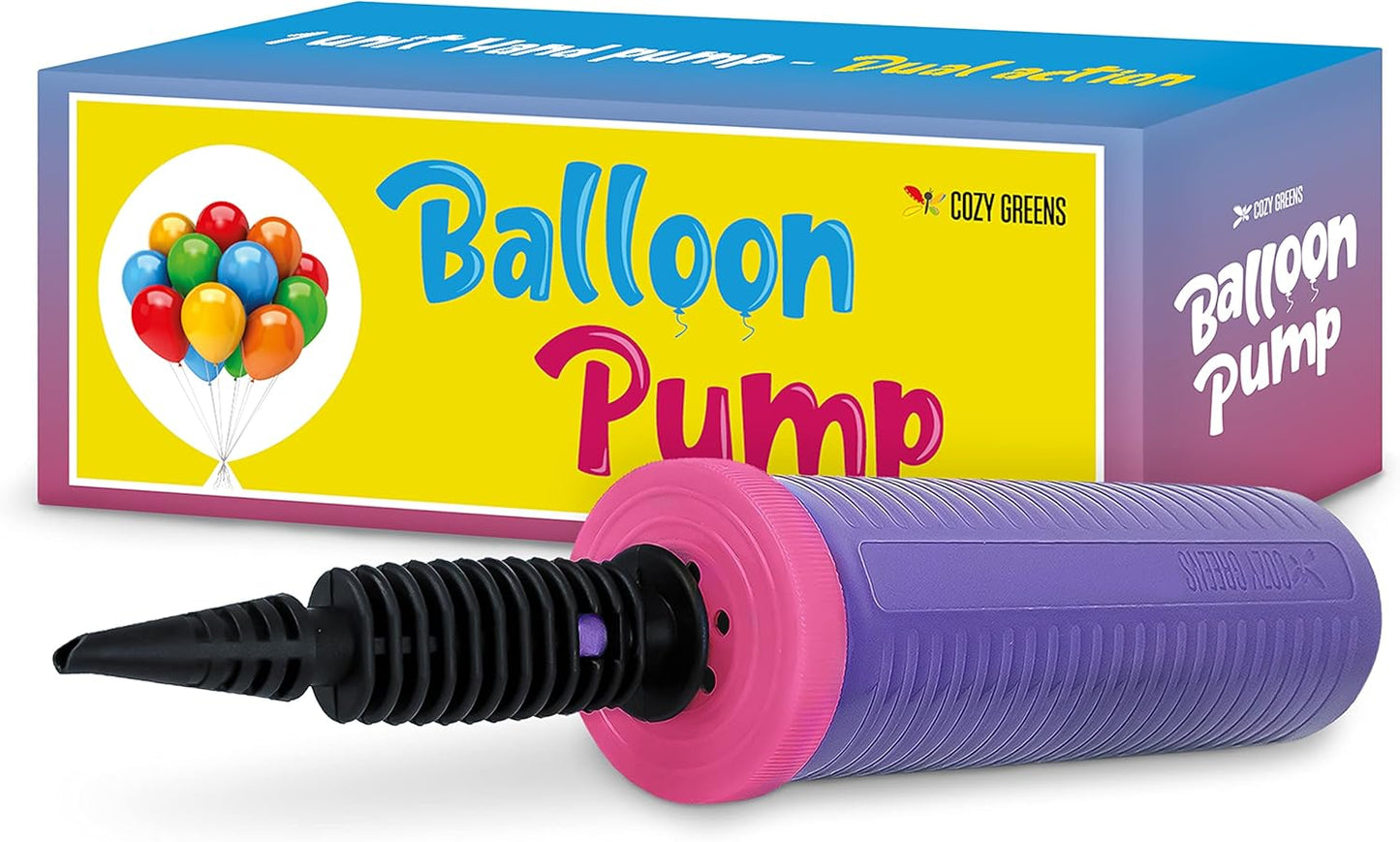 Balloon Pump Hand Held, Inflator Air Pump for Balloons - 2Way Dual Action, Friends can Help - Sturdy Ballon Inflator Pump