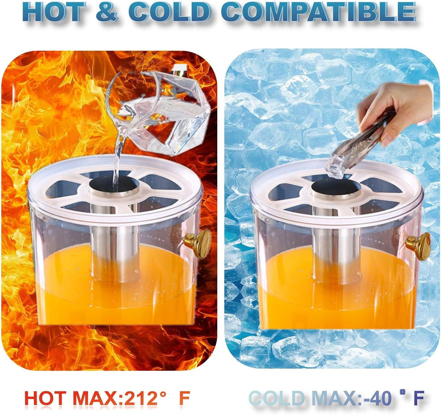 2.2 Gallon Drink Dispensers for Parties, Beverage Dispenser with Stand and Ice Shovel, Commercial Hot Cold Juice Dispenser for Parties, Wedding, Hotel Buffet, Banquet, Restaurant (8 L)