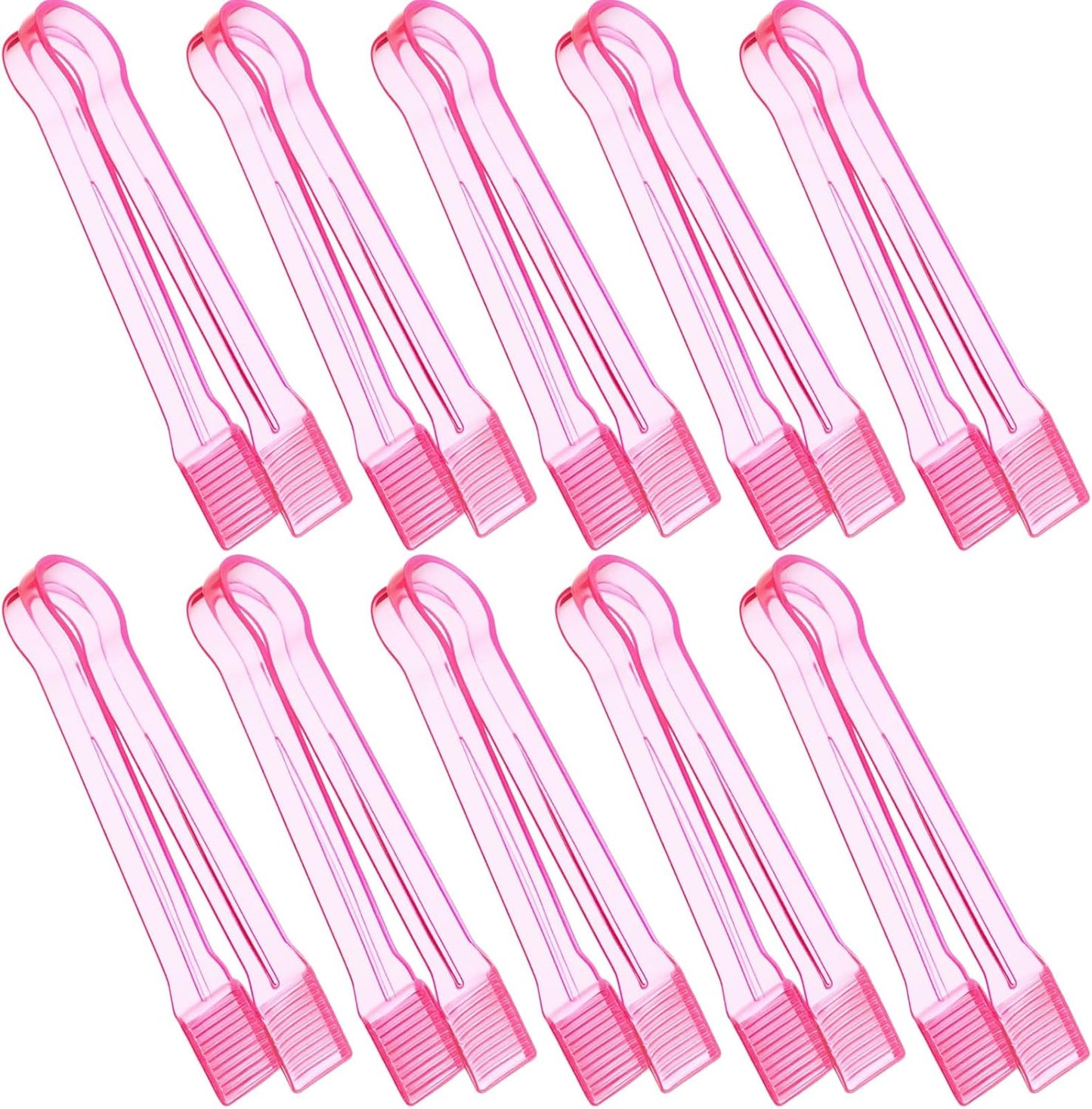 LemonRoad 10 Pcs Plastic Buffet Serving Tongs, 6.3 Inches Clear Kitchen Tongs Mini Small Disposable Serving Utensil for Party Food Ice Salad Buffet Appetizer Catering Barbecue Cookies(Clear Blue)