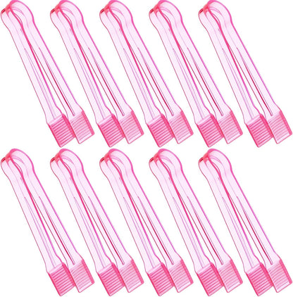 LemonRoad 10 Pcs Plastic Buffet Serving Tongs, 6.3 Inches Clear Kitchen Tongs Mini Small Disposable Serving Utensil for Party Food Ice Salad Buffet Appetizer Catering Barbecue Cookies(Clear Blue)