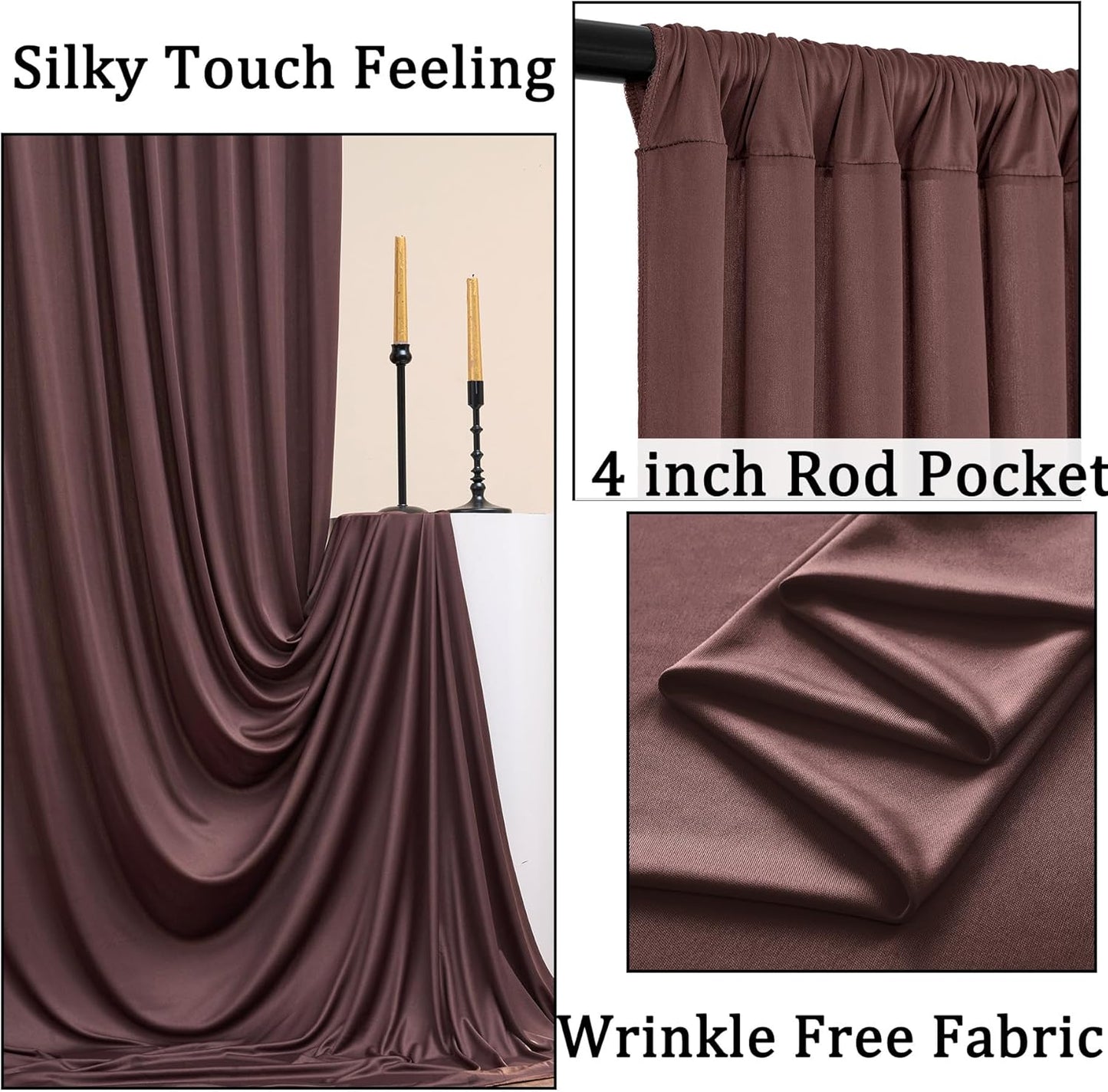 10ftx10ft Black Backdrop Curtains for Weddings Parties, Wrinkle Free 2 Panels Silky Polyester Photo Backdrop Drapes Back Drop Cloth Drapery for Birthday Mother'sDay Photography Background