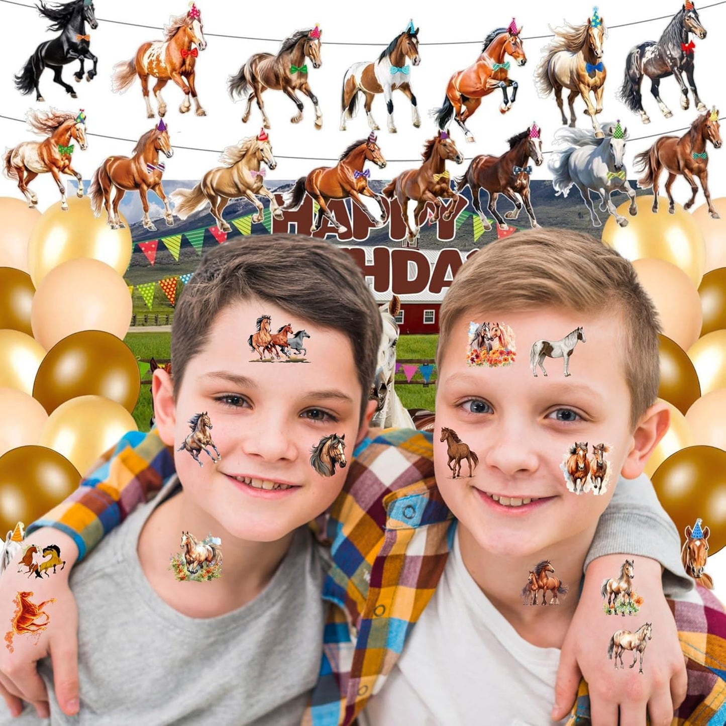 Horse Temporary Tattoos 52 Pcs Horse Tattoos for Kids Birthday Party Supplies Favors Tattoos Stickers Super Cute Gifts Party Decorations Girls Boys Classroom School Prizes Themed