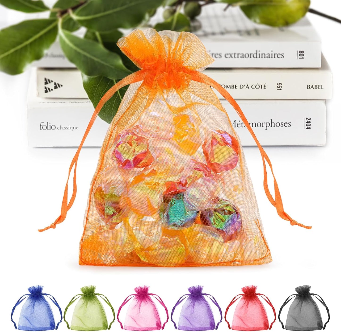 ANZNKU 50PCS White Organza Bags 3x4, Small Gift Bags Bulk for Sachet Jewelry Candy Treat, Mini Mesh Bag Drawstring for Wedding Bridal & Baby Shower, Party Favor Bag for Easter Mothers Day Birthday