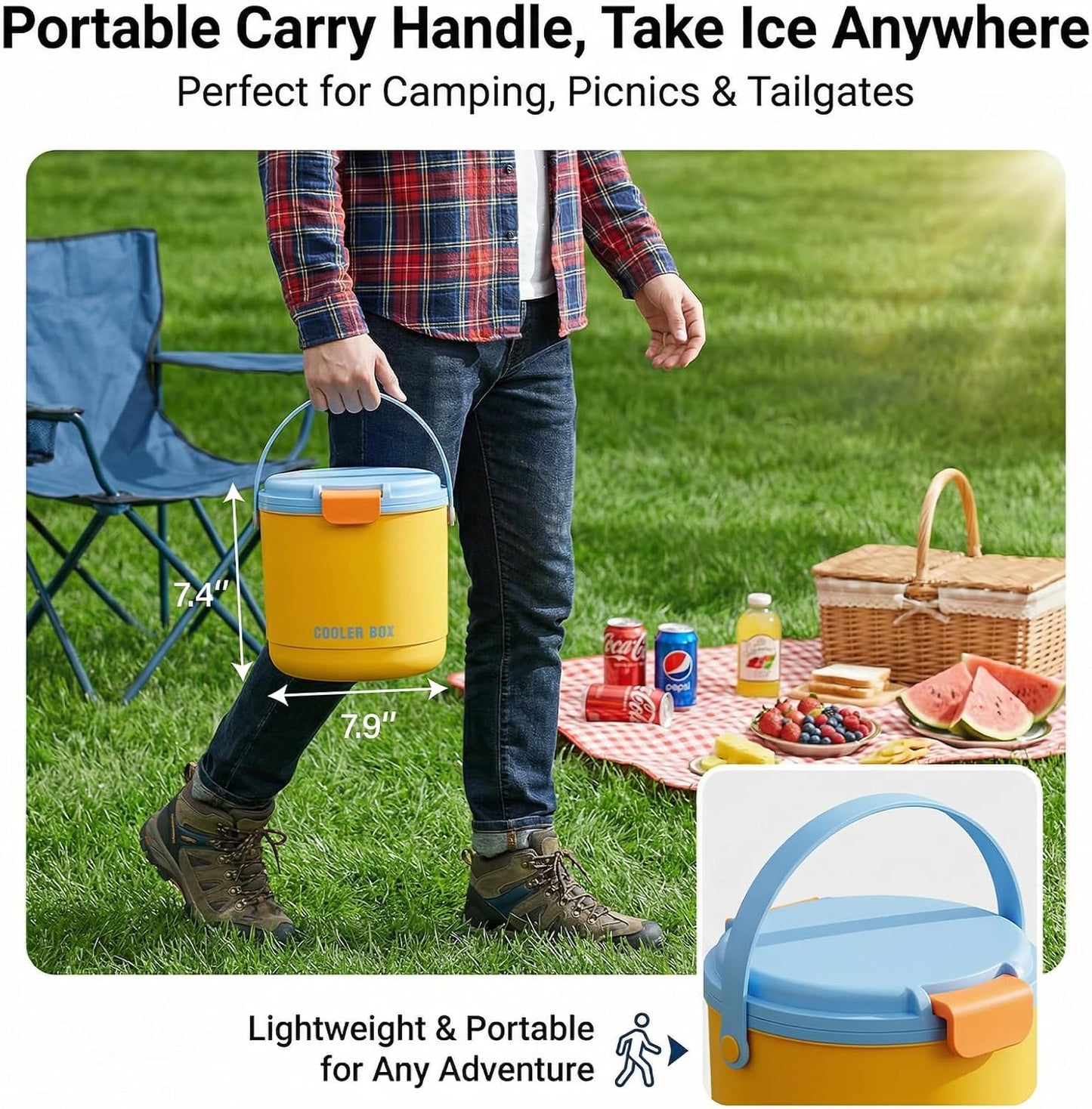 【2-in-1 Ice Bucket】Ice Bucket with Lid and Ice Tray, 40 Ice Cubes Total,Clear Ice Cube Maker with Sealed Lid for Freezer, Kit Includes 2-Piece Silicone Plastic Ice Tray, 1 Ice Scoop
