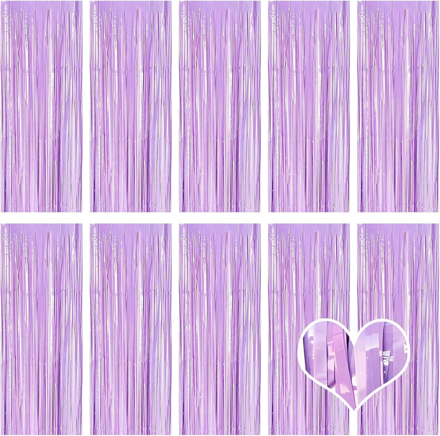 10 Pack Silver Backdrop Curtain 3.2ft x 8.2ft Metallic Tinsel Foil Fringe Curtains Photo Booth Background for Birthday Party Decoration Baby Shower Engagement Wedding Christmas Decoration (Silver)