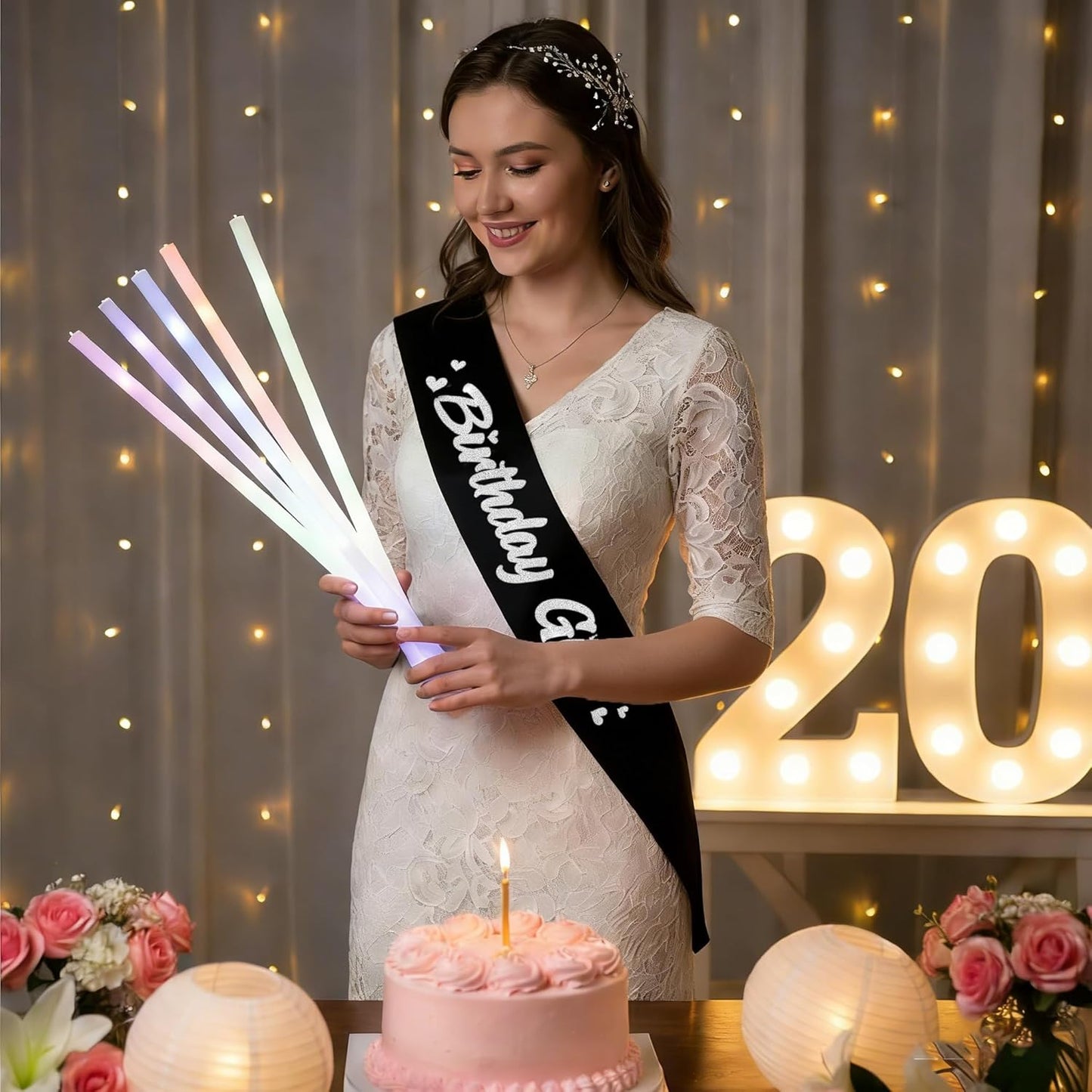 ‘Birthday Girl' Birthday Sash Royal Blue with Glitter Silver Letters Birthday Sash for Women, Sweet 16, 18th 21st B-day Sash