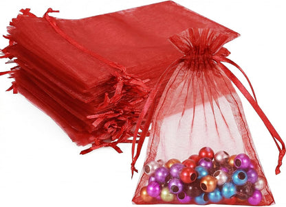 Wudygirl 100pcs 5X7 Inches White Organza Bags Christmas Drawstring Pouches Party Wedding Favor Bags Goodie bags(White 5x7)