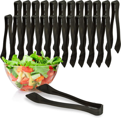 PARTY BARGAINS 8.5″ Clear Plastic Serving Tongs 12-Pack – Heavy-Duty Disposable & Reusable Kitchen Tongs for Parties BBQ Buffet Salad Appetizers Catering