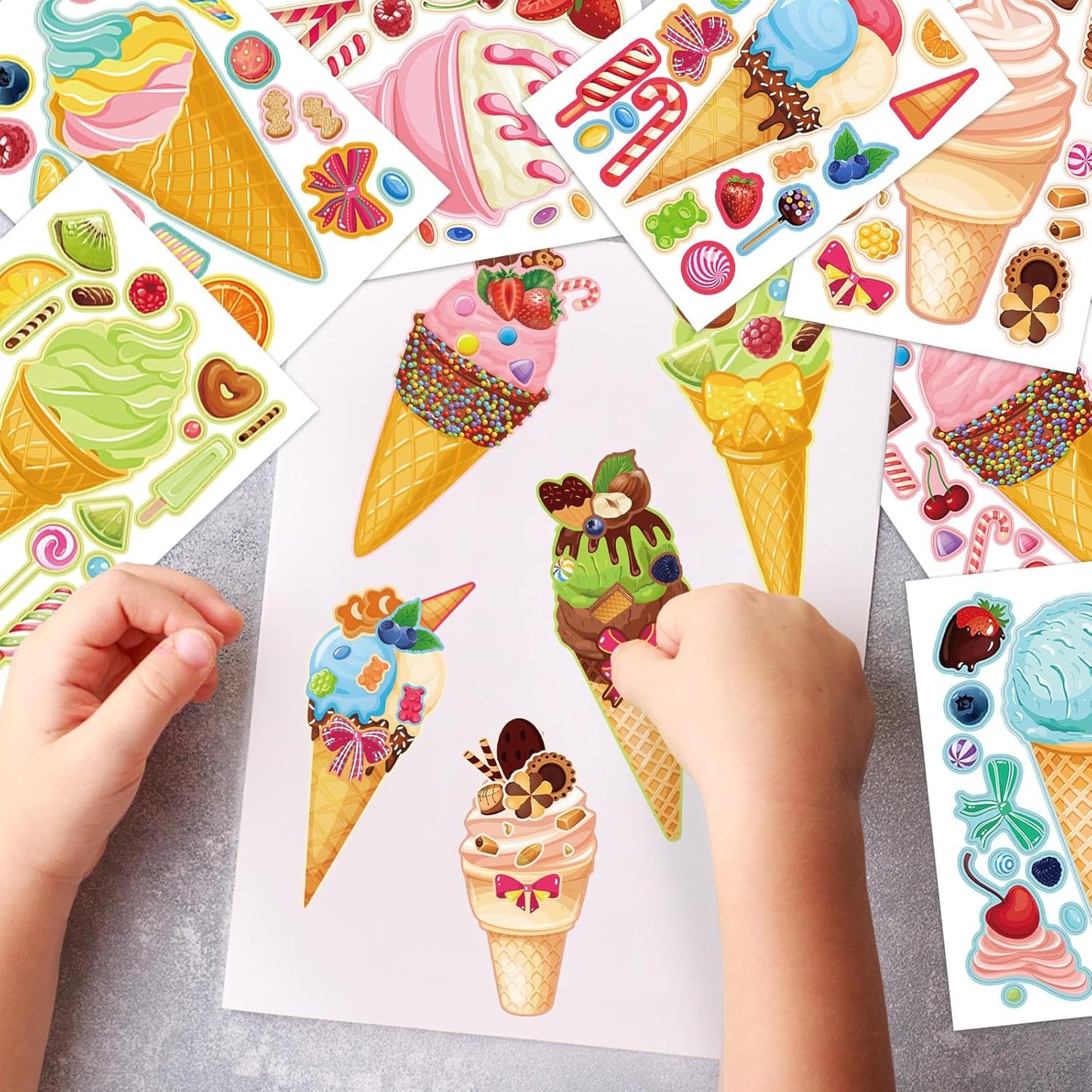 24 Sheets Cupcake Make a Face Sticker Sheets for Kids Todders Activities, Make Your Own Stickers for Kids Birthday Party Favor Supplies Craft