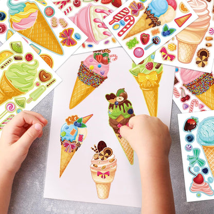 24 Sheets Cupcake Make a Face Sticker Sheets for Kids Todders Activities, Make Your Own Stickers for Kids Birthday Party Favor Supplies Craft