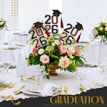 10 Pcs Graduation Table Centerpieces Sticks with Tassels, class of 2026 Grad Cap Picks Table Decoration Cupcake Toppers for Party Centerpiece Decoration Supplies(Blue and Gold)