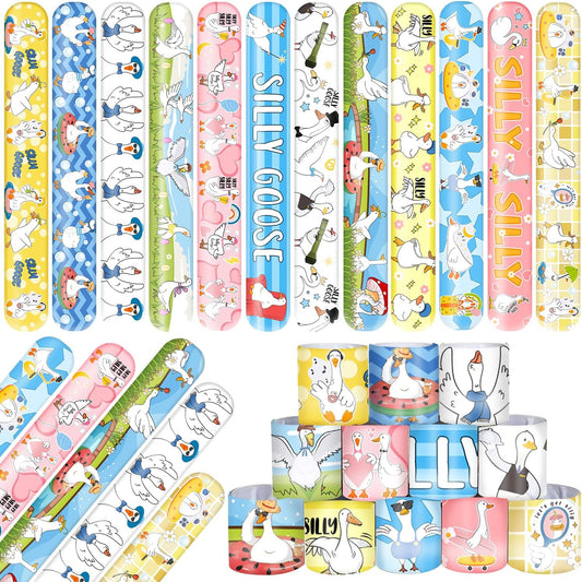 48 PCS Silly Goose Slap Bracelets, Funny Silly Goose Party Favors Supplies Birthday Party Decorations Gifts Goodie Bag Fillers for Classroom Rewards