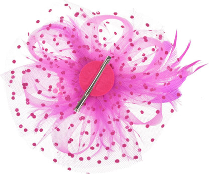 DRESHOW Fascinators Hat Flower Mesh Ribbons Feathers on a Headband and a Clip Tea Party Headwear for Girls and Women - Colors A