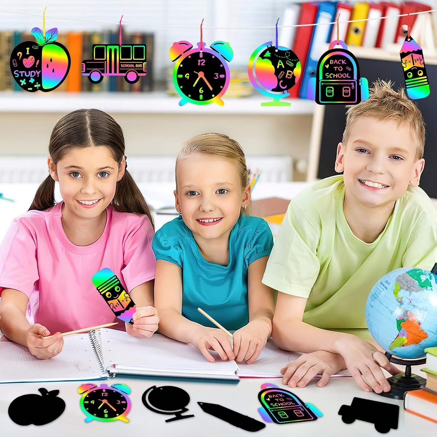 JULMELON 36 PCS Ocean Crafts, Rainbow Scratch Art Under The Sea Party Favors DIY Magic Color Summer Ocean Animals Scratch Cards for Summer Party Favors School Activities