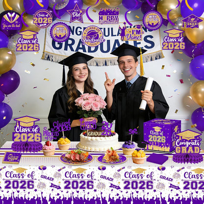 24 Pcs Graduation Cupcake Toppers 2026 - Congrats Grad Decorations Class of 2026, Pre-Assembled Black Gold Grad Cake Topper Centerpieces for Graduation Party Decoration Supplies Table Decor, 6 Styles