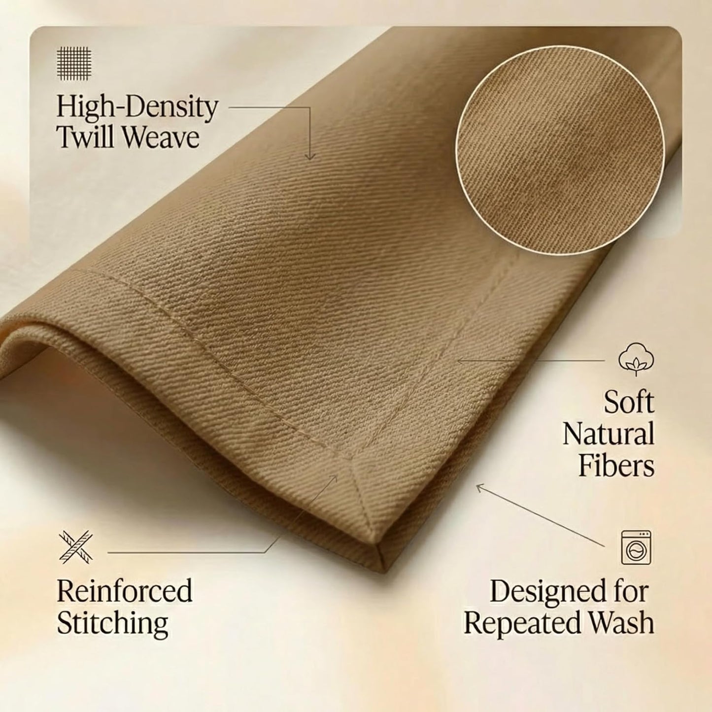 ACCENTHOME Natural Cotton Linen Napkin Set of 12 18x18 inch Dinner Napkins - Washable Soft Premium Hotel Quality Reusable Hemmed Edges Napkins Perfect Table Linens for Family Dinners, Weddings