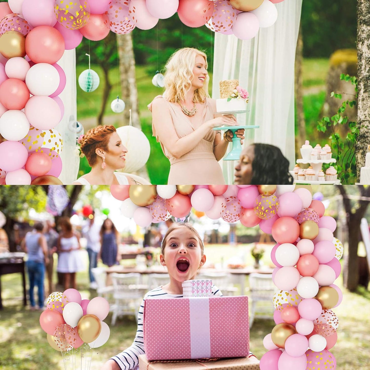 Amandir 153pcs Pink Purple Balloon Garland Arch Kit, Different Sizes 18 12 10 5 inch Pink Purple Red Latex Metallic Confetti Purple Balloons for Girl Women Birthday Bridal Baby Shower Party Decoration