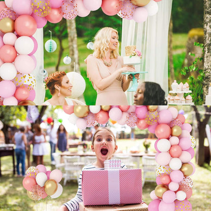 Amandir 153pcs Pink Purple Balloon Garland Arch Kit, Different Sizes 18 12 10 5 inch Pink Purple Red Latex Metallic Confetti Purple Balloons for Girl Women Birthday Bridal Baby Shower Party Decoration